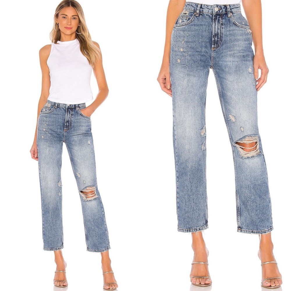 Free People We The Free Blue Denim High Rise Straight Jeans Women’s Size 27